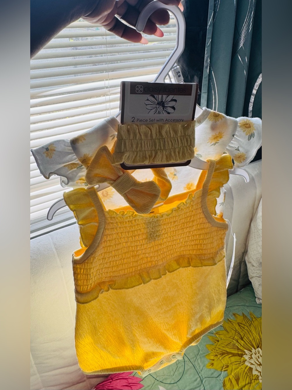 Daisy Fuentes Yellow Smocked Tank Top with Matching Headband